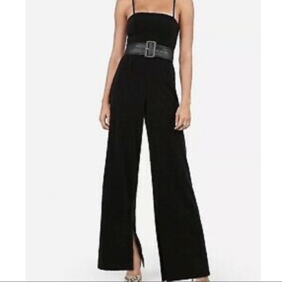 Express x Negin Mirsalehi wide leg belted jumpsuit, color: black, size: 6 - Picture 1 of 2